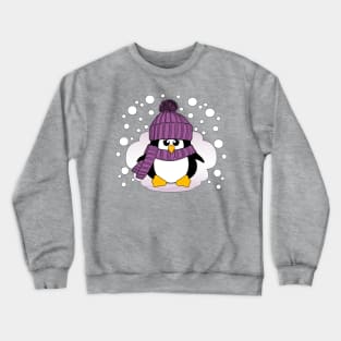 Christmas Penguin with Hat and Scarf Crewneck Sweatshirt